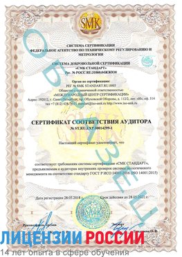 Образец сертификата соответствия аудитора №ST.RU.EXP.00014299-1 Пушкино Сертификат ISO 14001